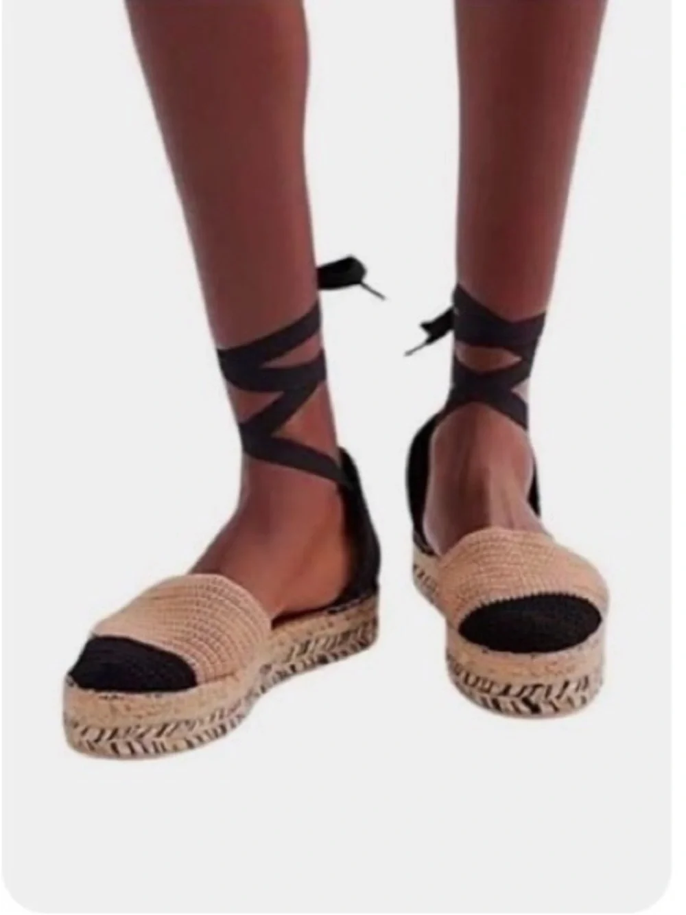 Free People, Island Time Espadrilles, Size EU 39/ US 8.5, Black & Beige